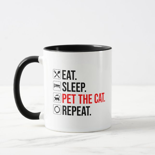 Caneca Comer. Dormir. Acariciar o Gato. Repetir (Esquerda)