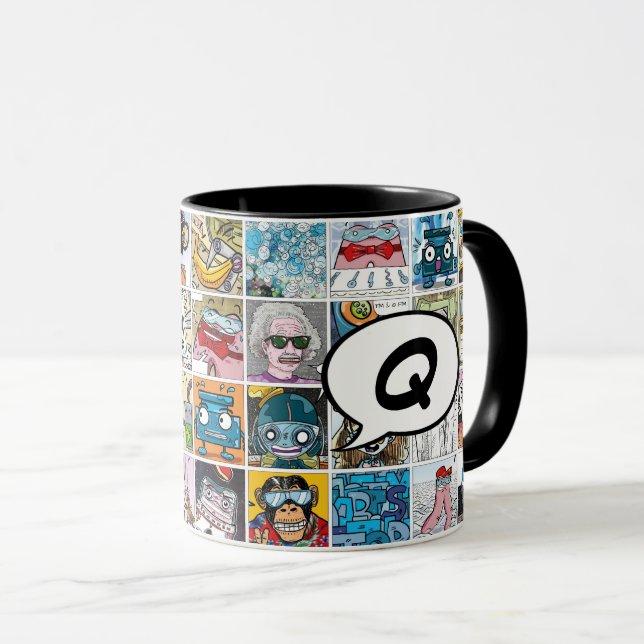 Caneca Comic Characters Padrão Balão de Voz Inicial M (Frente Esquerda)
