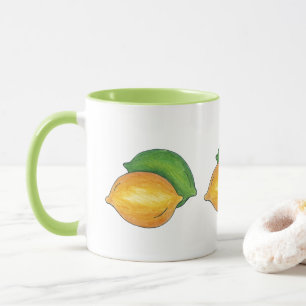 Caneca Comida de Fruta de Citros Limão Verde-Limão Amarel