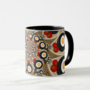 Caneca Comida Engraçada De Arte Fractal, Tomates, Ovos