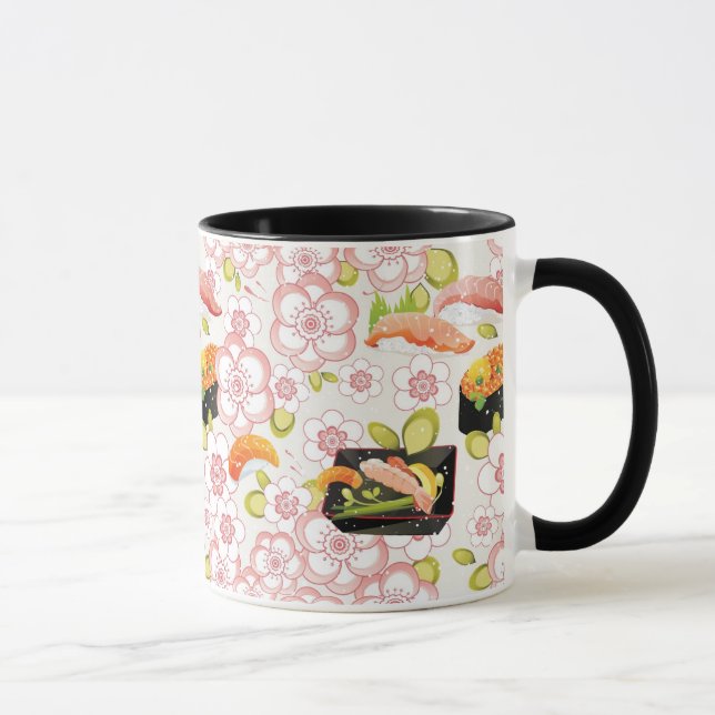 Caneca Comida japonesa: Teste padrão 2 do sushi (Direita)