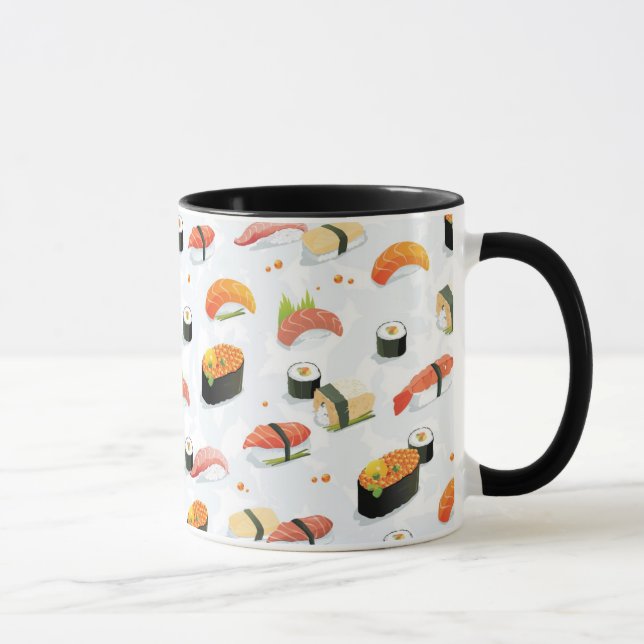 Caneca Comida japonesa: Teste padrão do sushi (Direita)