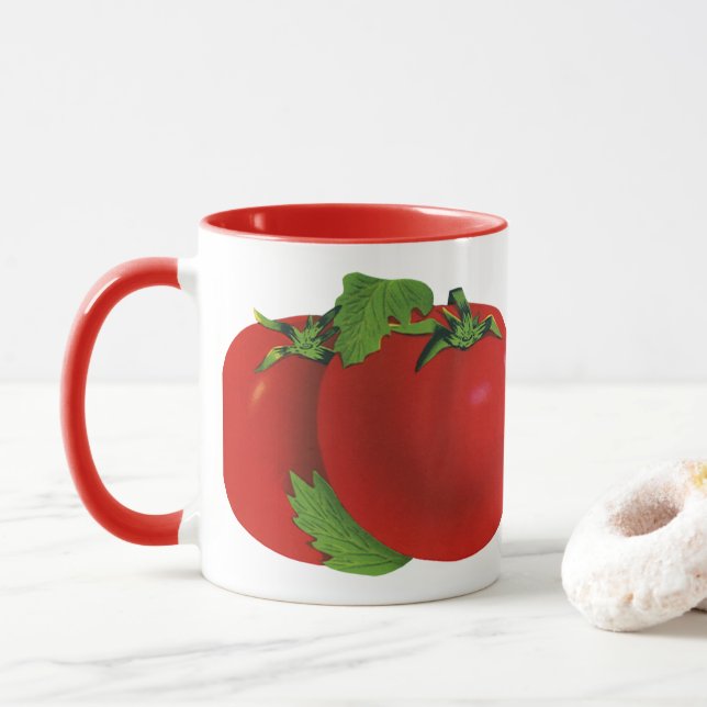 Caneca Comidas, Tomate De Herança De Estopa Orgânica, Ver (Com Donut)