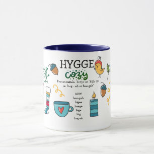Caneca Como dizer HYGGE Folny Art Doodle Custom Mug