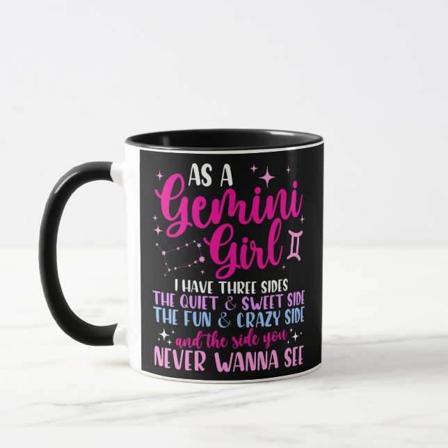 Caneca Como Garota Gemini Eu Tenho Três Lados De Astrolog (Esquerda)