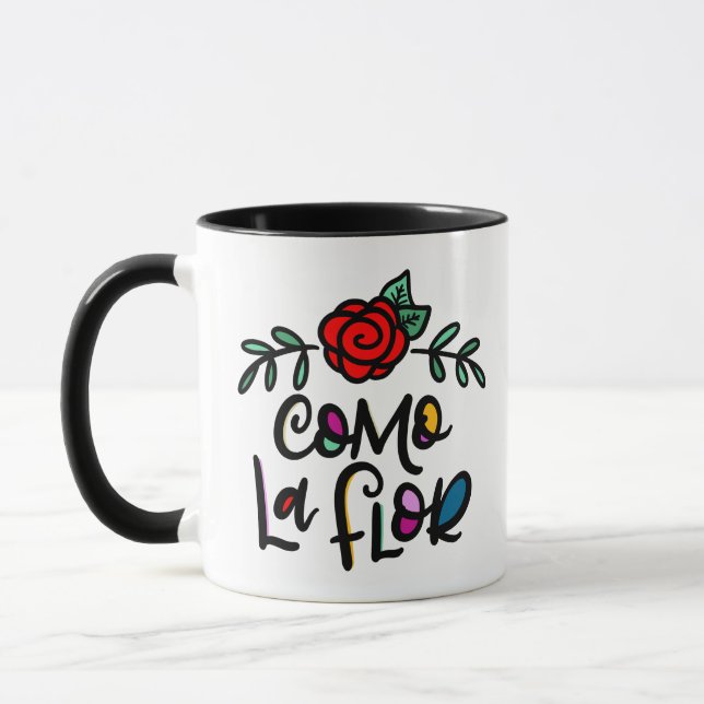 Caneca Como La Flor, Ilustração Rosa (Esquerda)