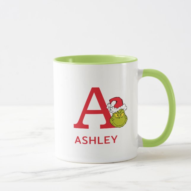 Caneca Como o Grinch Roubou o Natal | Nome e Monograma A (Direita)
