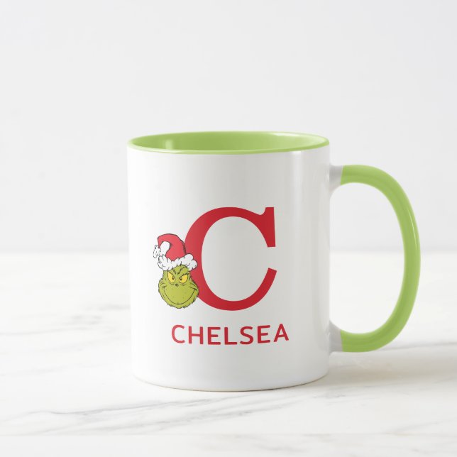 Caneca Como o Grinch Roubou o Natal | Nome & Monograma C (Direita)
