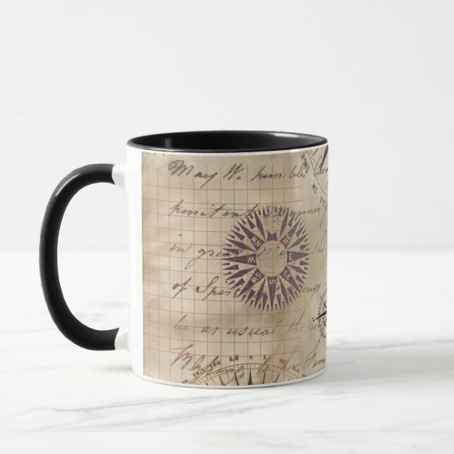 Caneca Compactar Mão - Letra Escrita Papel Antiguo (Esquerda)