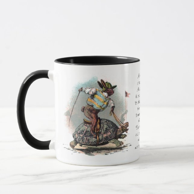Caneca Competindo a tartaruga da equitação do coelho (Esquerda)
