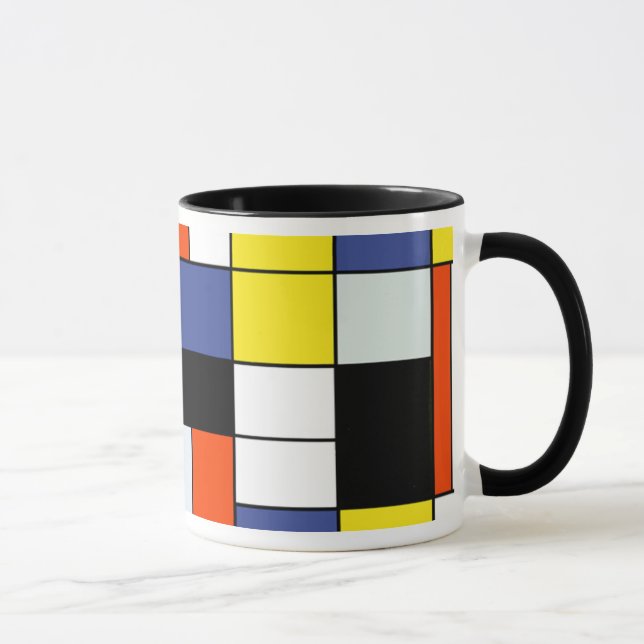 Caneca Composição A de Piet Mondrian - Arte Moderna Abstr (Direita)