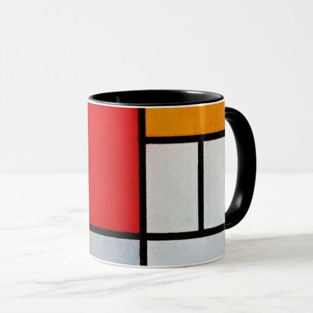 Caneca Composição com Plano Vermelho Grande (Frente Esquerda)