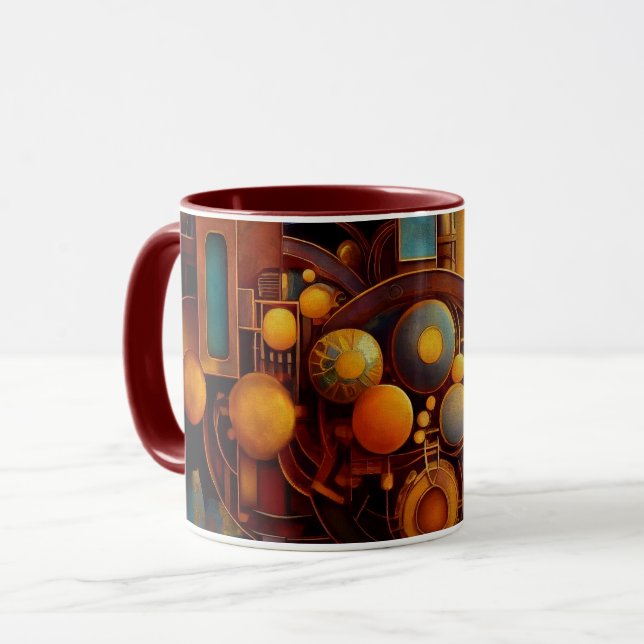 Caneca Composição de Orbe Mecânico Steampunk (Frente Esquerda)