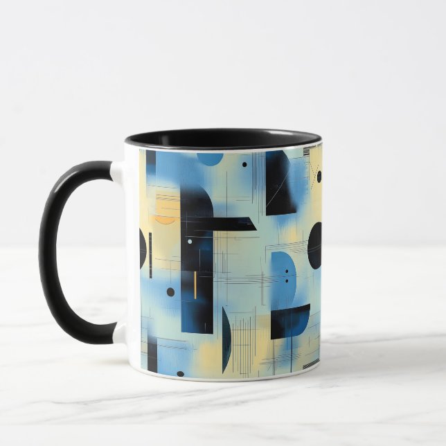 Caneca Composição pintada abstrata em azul e amarelo (Esquerda)