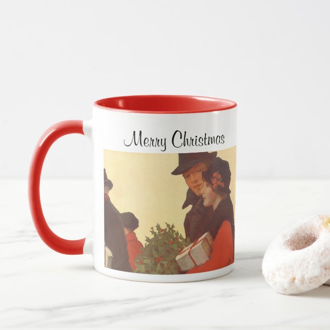Caneca Compras de Natal Antigo, Amor e Romance (Com Donut)