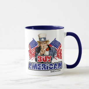 Caneca Compre Americano ( Feito na China ) - Piada Engraç