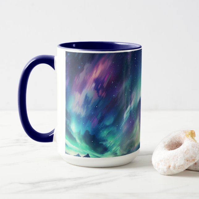 Caneca Compre luzes do norte com tema espacial (Com Donut)