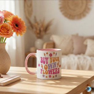 Caneca Compre Suas Próprias Flores Retro Anos 70 Groovy E
