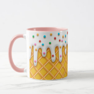 Caneca Cone De Waffle Com sorvete Com Préguas