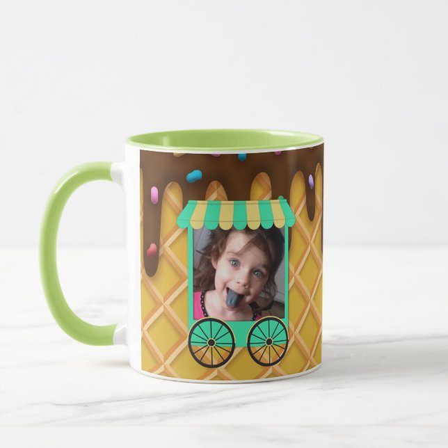 Caneca Cone de waffle de sorvete com foto personalizada (Esquerda)
