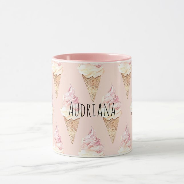 Caneca Cones de Sorvete de Morango Rosa e Baunilha (Centro)