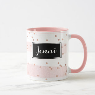 Caneca Confetti e Listras Rosa Personalizadas