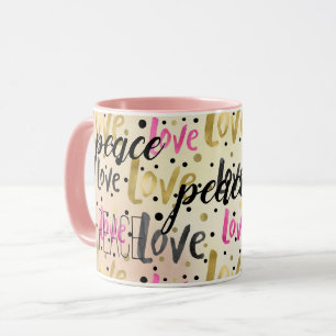 Caneca Confetti Preto Dourado e Rosa Adoro Paz