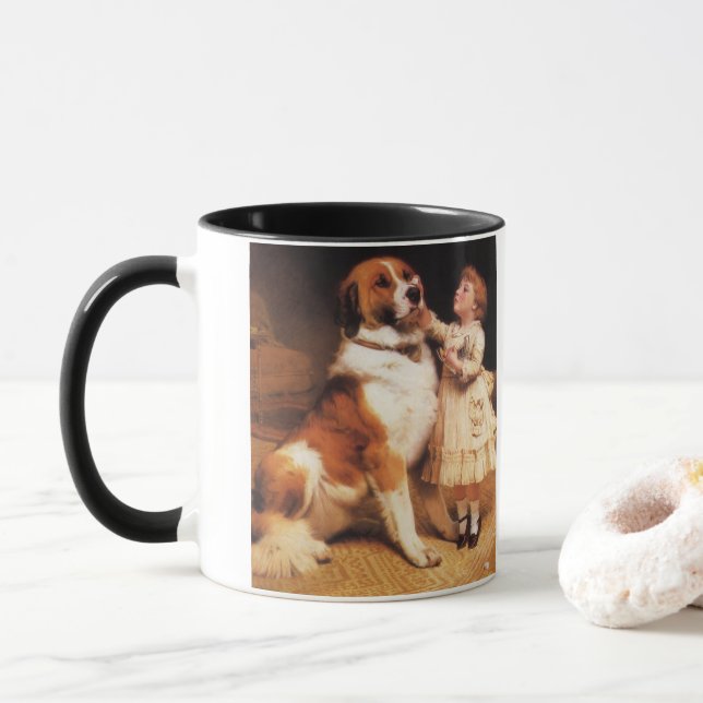 Caneca Confiança de Charles Burton Barber, Cão São Bernar (Com Donut)