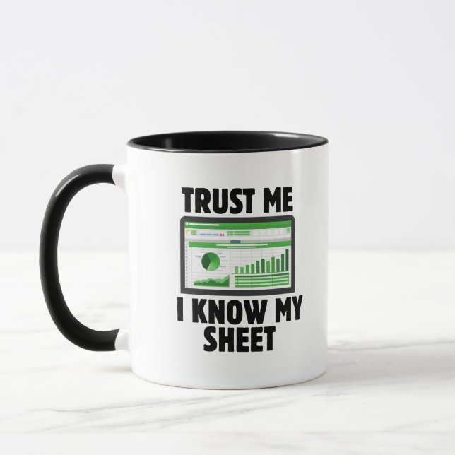 Caneca Confie em Mim, Eu Conheço Minha Planilha, presente (Esquerda)