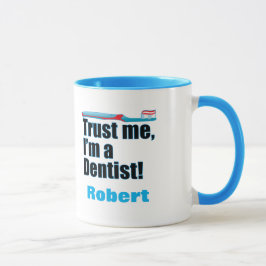Caneca Confie em mim Piada Dentista de Cirurgiões Dentári