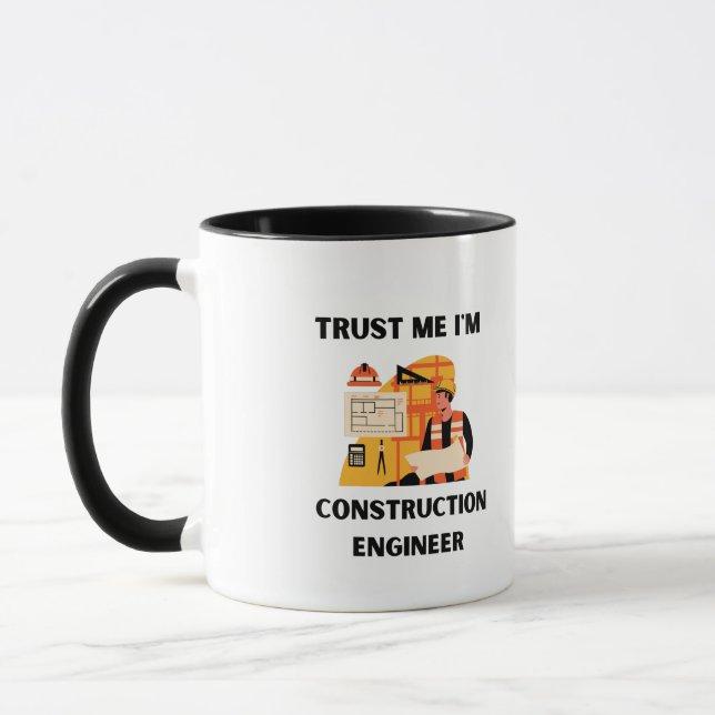 Caneca confie em mim, sou engenheiro de construção (Esquerda)