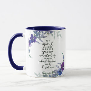 Caneca Confie no Senhor floral