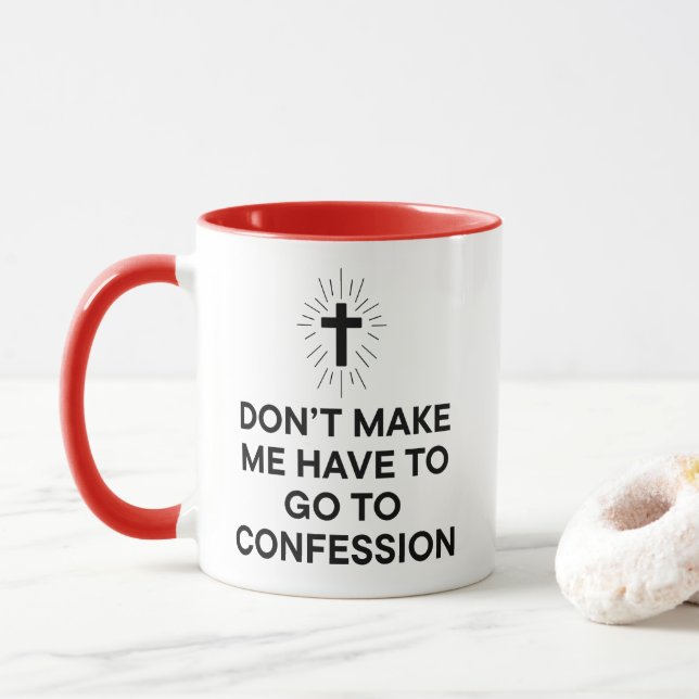 Caneca Confissão Católica Divertida (Com Donut)