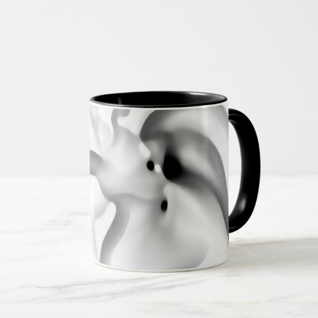 Caneca Congelado: Cinza Abstrato, branco e preto (Frente Esquerda)