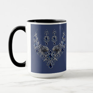 Caneca Conjunto de Joias de Cristal Tigre Prata Azul