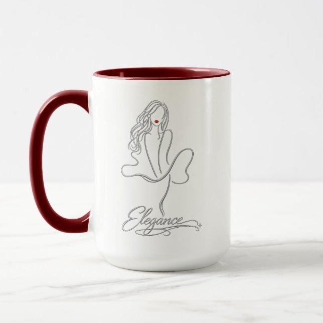 Caneca Conjunto de Mulher com Lábios Vermelhos em Arte de (Esquerda)