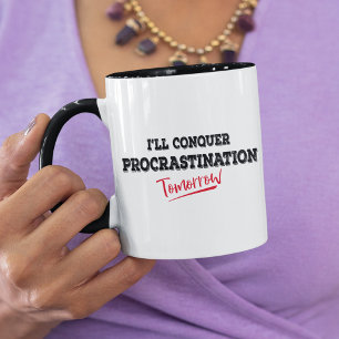 Caneca Conquistarei a procrastinação amanhã Engraçado