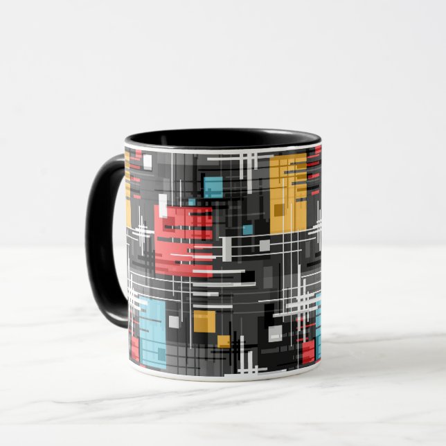 Caneca Cons revestidos de formas geométricas abstrato mod (Frente Esquerda)