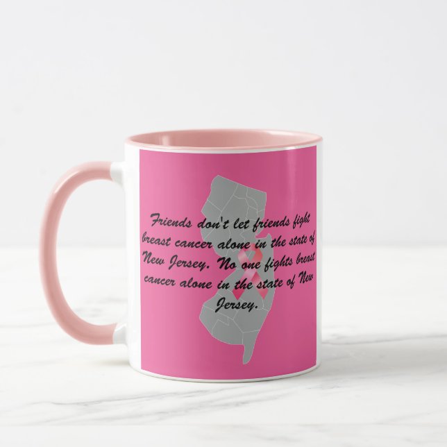 Caneca Conscientização sobre o Câncer de Mama em Nova Jer (Esquerda)
