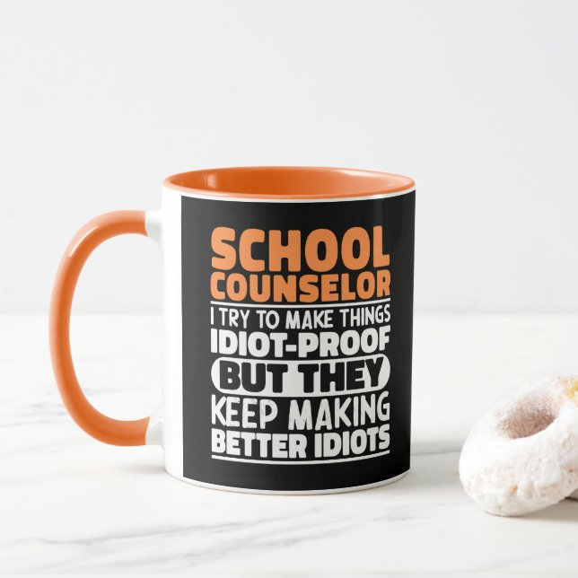 Caneca Conselheiro Escolar Eu Tento Engraçado Dizendo As  (Com Donut)