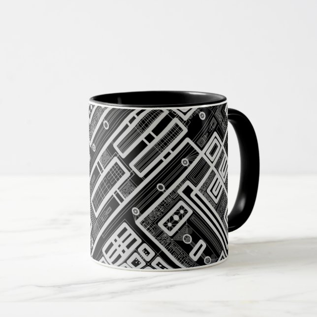 Caneca Conselho Geométrico Preto (Frente Esquerda)
