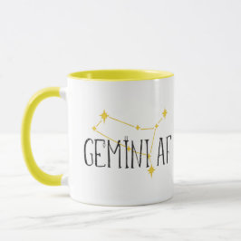 Caneca constelação AF GEMINI, com símbolos Mercúrio e Gêm