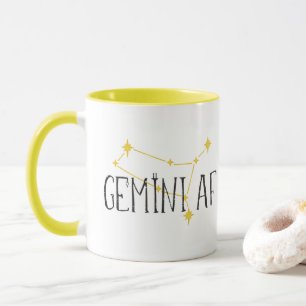 Caneca constelação AF GEMINI, com símbolos Mercúrio e Gêm