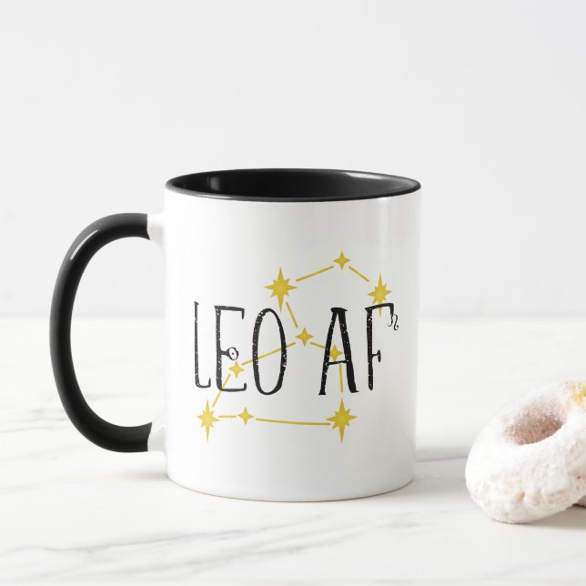 Caneca constelação AF LEO e símbolos Sun e Lion (Com Donut)
