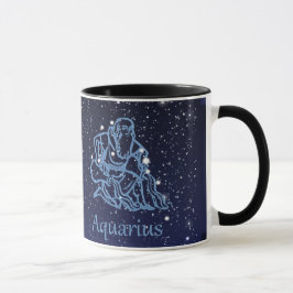 Caneca Constelação de Aquarius e Sinal de Zodíaco com Est