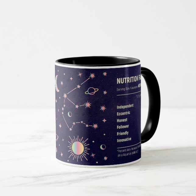 Caneca constelação de Aquarius zodiac e fatos de traços (Frente Esquerda)