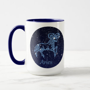 Caneca Constelação de Áries e Signo do Zodíaco com Estrel