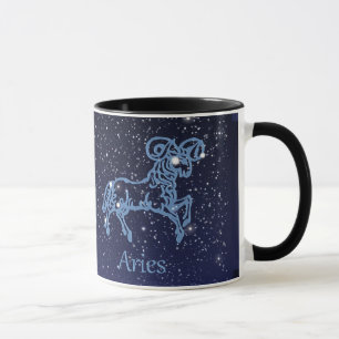Caneca Constelação de Áries e Signo do Zodíaco com Estrel