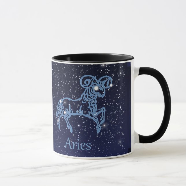 Caneca Constelação de Áries e Signo do Zodíaco com Estrel (Direita)