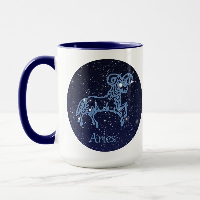 Caneca Constelação de Aries e Sinal de Zodíaco com Estrel (Esquerda)